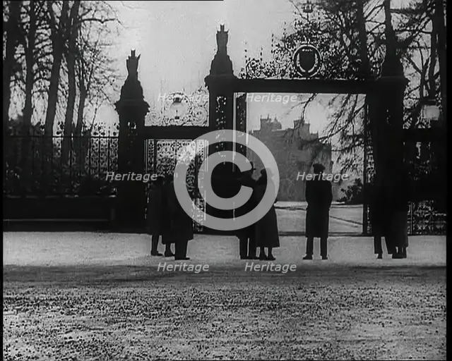 People Standing Outside the Gates of Sandringham House, 1936.  Creator: British Pathe Ltd.