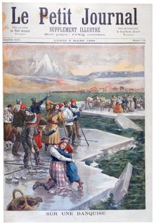 People stranded on ice floes, Finland, 1894