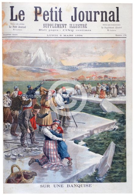 People stranded on ice floes, Finland, 1894. Artist: Unknown