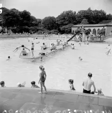 People swimming at Northsteads Lido, Scarborough, North Yorkshire, 1950s. Artist: Hallam Ashley