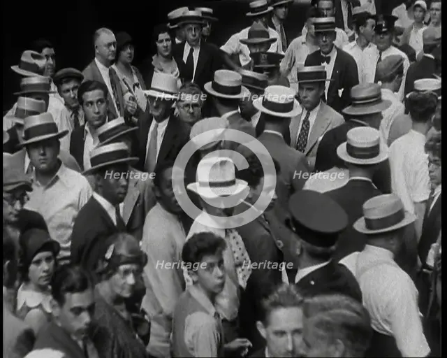 People Walking Around on a Crowded Street, 1930s. Creator: British Pathe Ltd.
