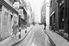 People walking down Botolph Lane, City of London, (c1960s?)