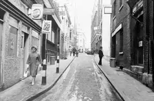 People walking down Botolph Lane, City of London, (c1960s?). Creator: Unknown