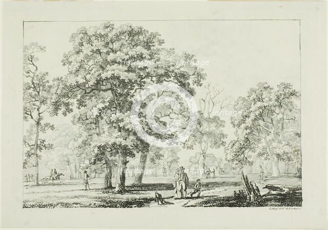 People Walking in a Wood, 1817. Creator: Louis Pierre Baltard.