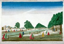 People walking in St James's Park, Westminster, London, c1760. Artist: Anon