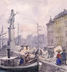 People walking on Skeppsbron. (c1860s). Creator: Fritz von Dardel