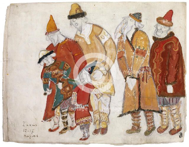 Peoples. Costume design for the opera Prince Igor by A. Borodin, 1914. Artist: Roerich, Nicholas (1874-1947)
