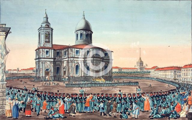 People's Militia Received on the St Isaac's Square in Saint Petersburg, 1815. Artist: Ivanov, Ivan Alexeyevich (1779-1848)