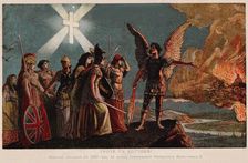 Peoples of Europe, Guard your Dearest Goods. Postcard (after a sketch by Emperor Wilhelm II), 1895. Creator: Knackfuss, Hermann (1848-1915)