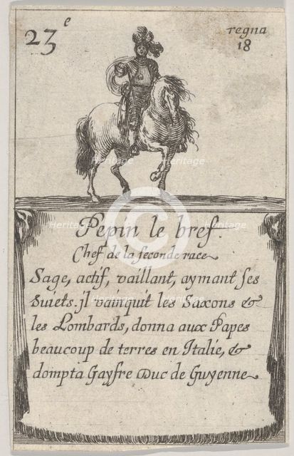 Pepin le bref / Chef de la seconde race..., from 'Game of the Kings of France' (Jeu des Ro..., 1644. Creator: Stefano della Bella.