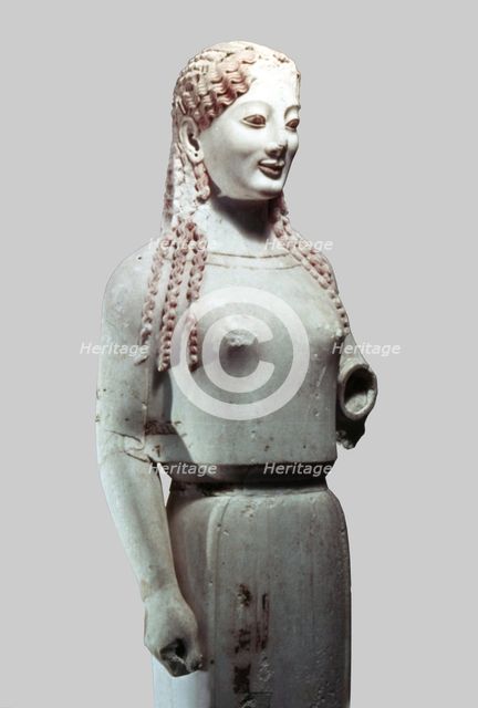 Peplos kore, marble with remains of polychrome.