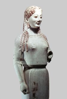Peplos kore, marble with remains of polychrome