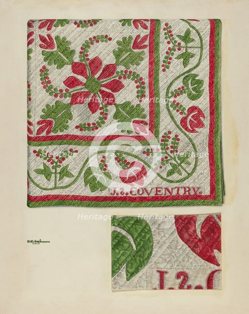Pepperberry Quilt, c. 1939. Creator: Ralph Atkinson.
