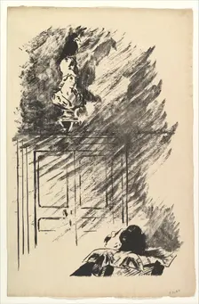Perched upon a Bust of Pallas. Illustration to The Raven by Edgar Allan Poe, 1875. Creator: Edouard Manet