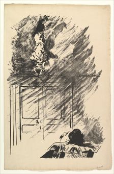 Perched upon a Bust of Pallas. Illustration to The Raven by Edgar Allan Poe, 1875. Creator: Edouard Manet