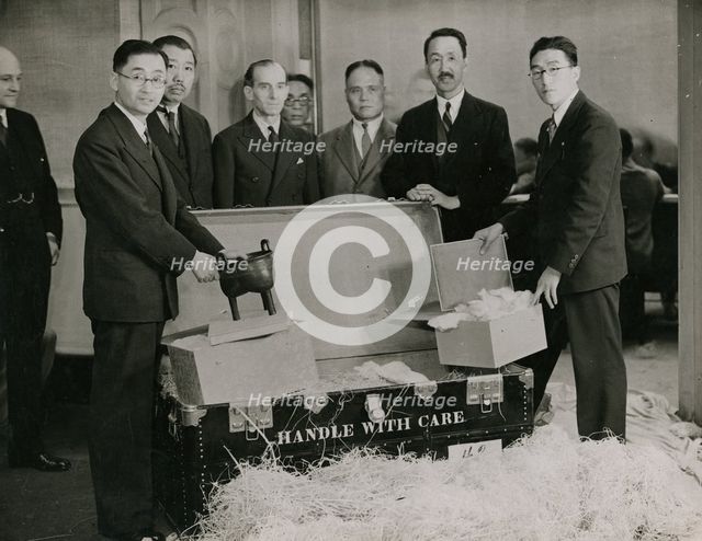 Percival David, Exhibition Director; Zheng Tianxin (Dr F.T. Cheng), Special Commissioner...1935.  Creator: Topical Press Agency.