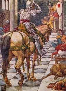 Percival Obtains the Shield of the Beating Heart 1911. Artist: Walter Crane