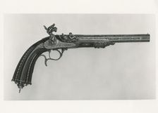 Percussion Pistol with Case, French, Paris, possibly 1844. Creator: Alfred Gauvain