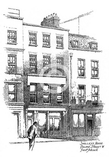Percy Bysshe Shelley's house, Poland Street, Borough of Westminster, London, 1912.Artist: Frederick Adcock
