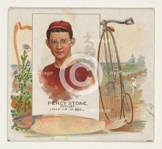 Percy Stone, Cyclist, from World's Champions, Second Series (N43) for Allen & Ginter Cigar..., 1888. Creator: Allen & Ginter.