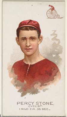 Percy Stone, Cyclist, from World's Champions, Series 2 (N29) for Allen & Ginter Cigarettes..., 1888. Creator: Allen & Ginter