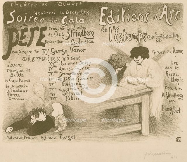 Père: tragédie in 3 actes de Aug. Strindberg, 1894.  Creator: Félix Vallotton.