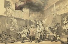 Peregrine Rescuing Emilia From The Inn Fire, c1786. Creator: Thomas Rowlandson