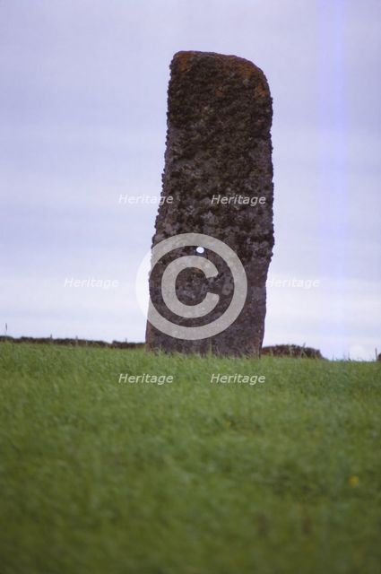 Perforated standing stone, North Ronaldsay. Orkney, 20th century.  Artist: CM Dixon.