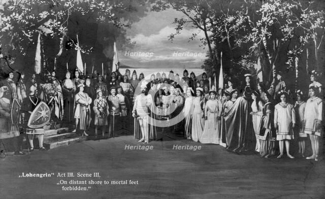 Performance of Richard Wagner's opera Lohengrin (act III, scene III), 1907.Artist: Schwalb