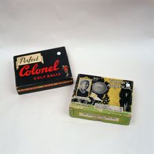 Perfect Colonel golf ball box, c1905 and Tommy Armour Golf Balls, c1932