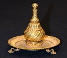 Perfume Bottle (Attardan) and Tray, 18th/19th century. Creator: Unknown