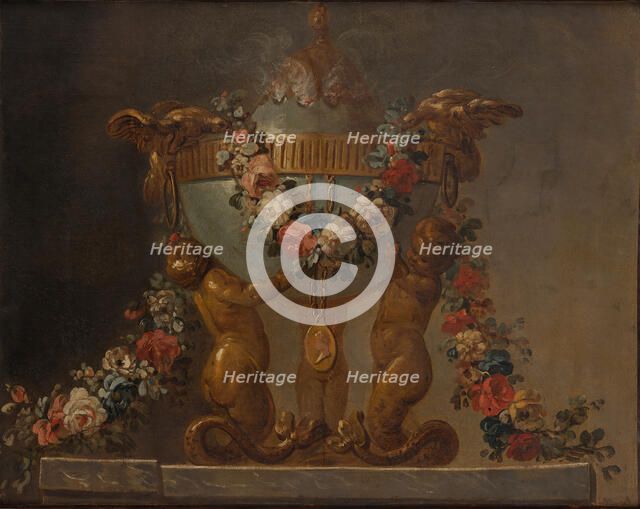 Perfume-burner supported by baby tritons and garlanded with flowers, 18th century. Creator: Unknown.