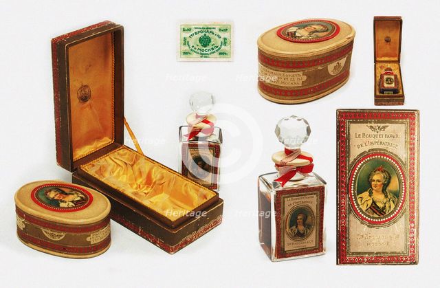 Perfume collection Favorite Bouquets of the Empress Catherine the Great by Broсard, c. 1913.