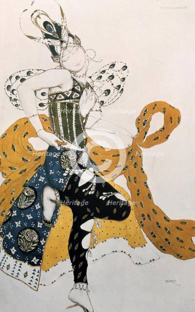 Peri (Natasha Trouhanova), costume design for La Peri (music by Paul Dukas), 1911. Artist: Leon Bakst