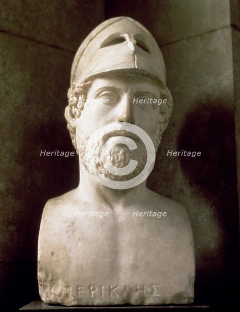 Pericles (495-429 BC), Athenian statesman and strategist, Roman copy of a Greek bust, 2nd BC.
