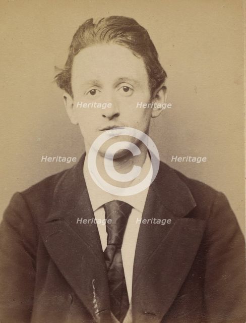 Perot. Gaston, Auguste. 22 ans, né à Paris XVllle. Journalier. Anarchiste. 4/3/94. , 1894. Creator: Alphonse Bertillon.