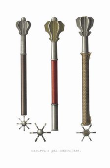 Pernach and two shestopyors. From the Antiquities of the Russian State, 1849-1853. Creator: Solntsev, Fyodor Grigoryevich (1801-1892)