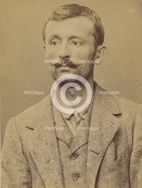 Pernin. François. 34 ans, né le 11/1/60 au Creuzot (Saône-et-Loire). Forgeron. Anarchiste...., 1894. Creator: Alphonse Bertillon.