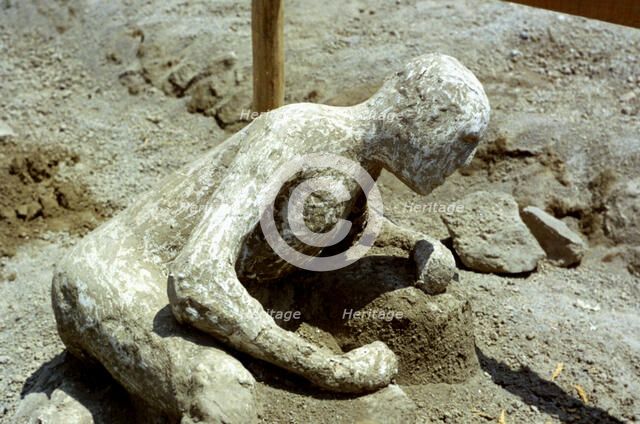 Person killed by the Pompeii eruption, 79 AD. Creator: Unknown.