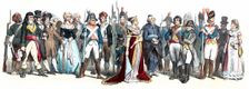 Personages from the time of the French Revolution, 18th century. German Engraving 1860