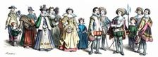 Personages of the court of Louis XIII, German Engraving 1860