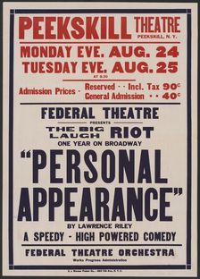 Personal Appearance 2, Peekskill, NY, [1930s]. Creator: Unknown
