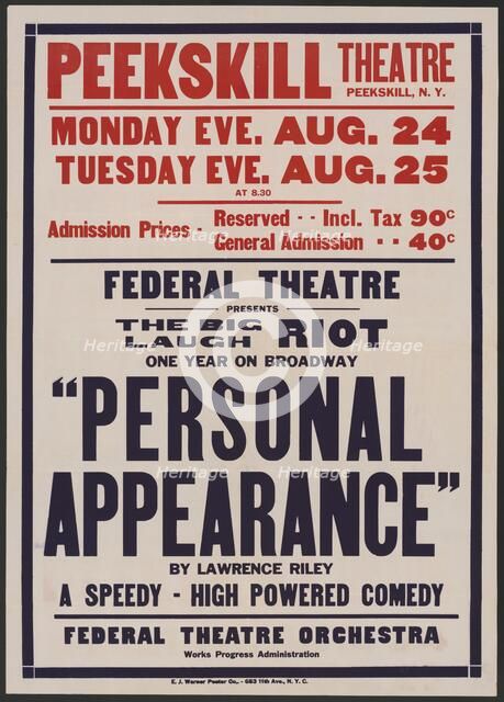 Personal Appearance 2, Peekskill, NY, [1930s]. Creator: Unknown.