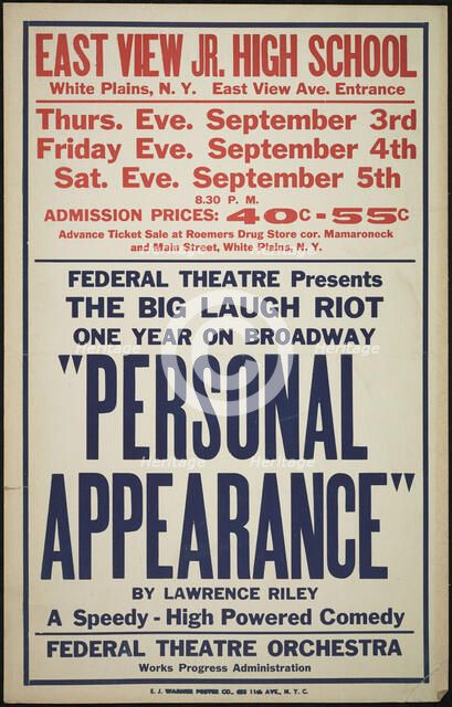 Personal Appearance, White Plains, NY, 1936. Creator: Unknown.