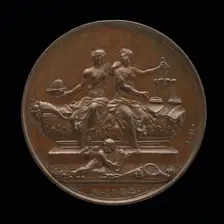 Personifications of Liberty and Justice on a Sarcophagus [reverse], c. 1733. Creator: Jean Dassier