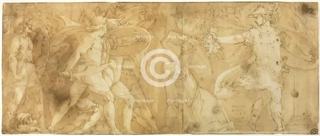 Perseus with the Head of Medusa, Turning Phineus and his Followers to Stone, 1567. Creator: Unknown.