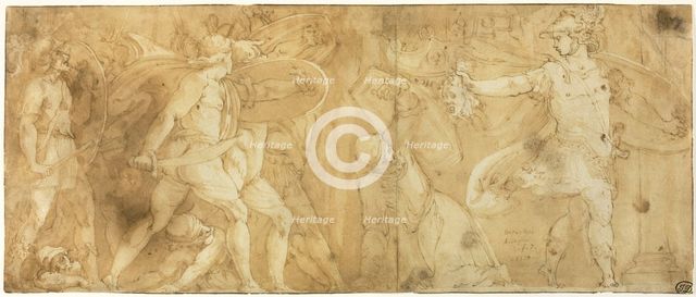 Perseus with the Head of Medusa, Turning Phineus and his Followers to Stone, 1567. Creator: Unknown.