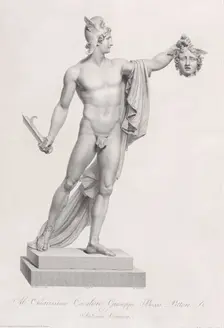 Perseus with the head of Medusa. from "Oeuvre de Canova: Recueil de Statues ...", 1817., 1817. Creator: Giovanni Tognolli