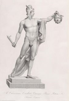Perseus with the head of Medusa. from "Oeuvre de Canova: Recueil de Statues ...", 1817., 1817. Creator: Giovanni Tognolli