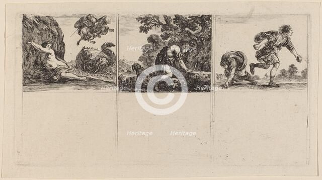 Perseus and Andromeda; Cephalus and Procris; Hippomene and Atalantus, 1644. Creator: Stefano della Bella.